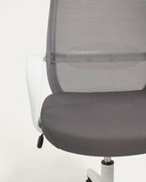 Melva Schreibtischstuhl in Grau mit Beinen aus Stahl in Weiß - ZEN ZONE Furniture