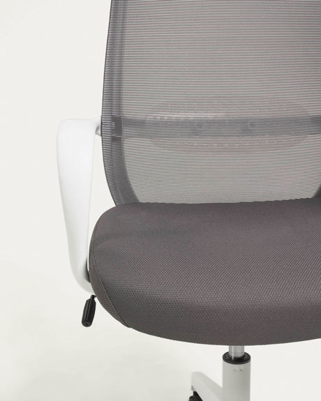 Melva Schreibtischstuhl in Grau mit Beinen aus Stahl in Weiß - ZEN ZONE Furniture