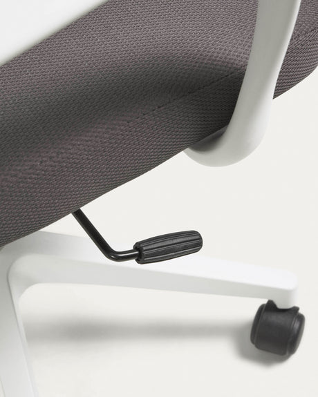 Melva Schreibtischstuhl in Grau mit Beinen aus Stahl in Weiß - ZEN ZONE Furniture