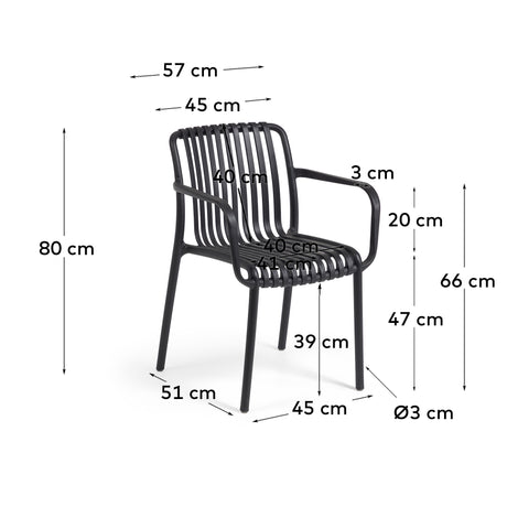Stapelbarer Outdoor Stuhl Isabellini schwarz - ZEN ZONE Furniture