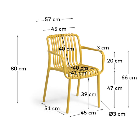 Stapelbarer Outdoor Stuhl Isabellini gelb - ZEN ZONE Furniture