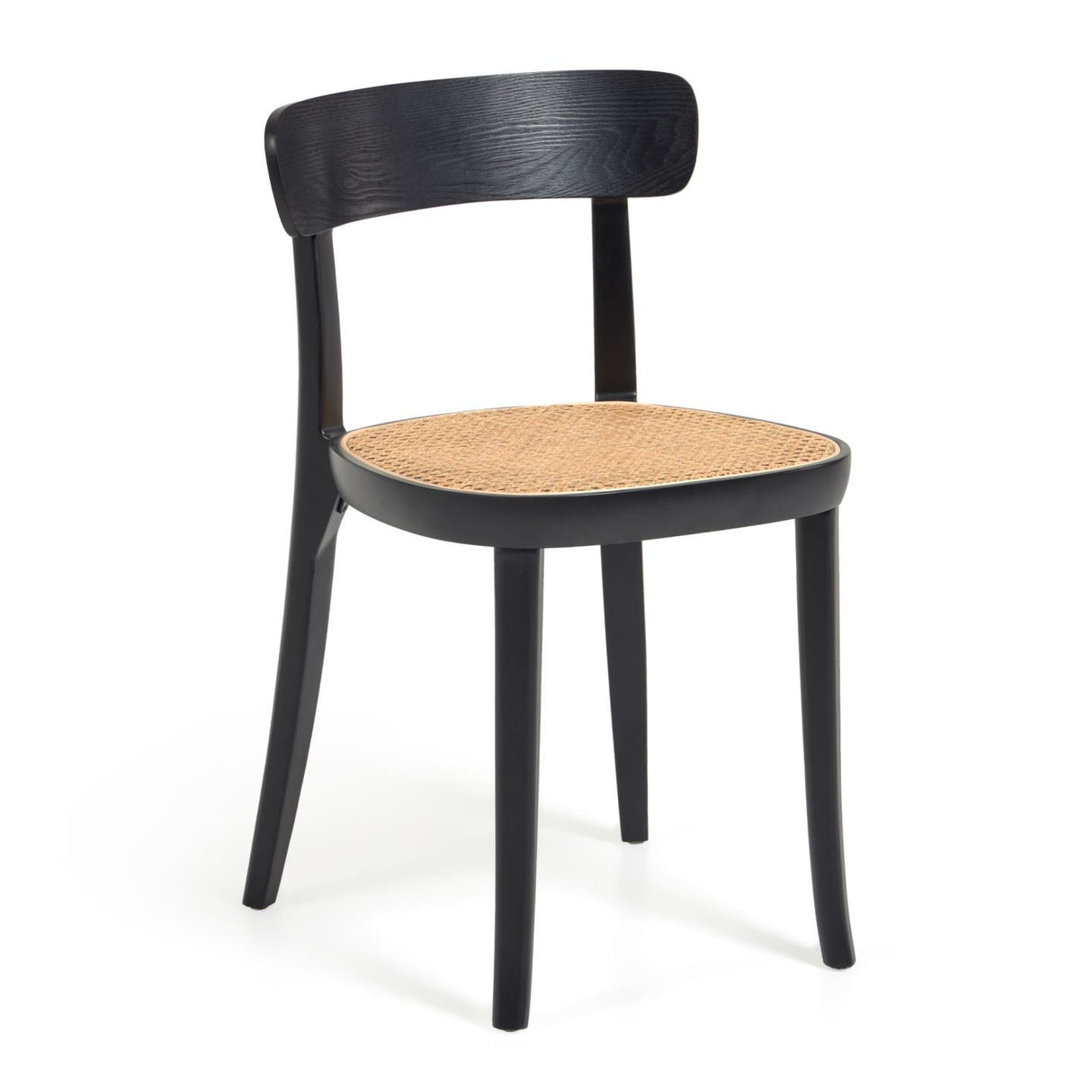 Romane Stuhl aus Buchenholz mit schwarzem Finish, Eschenfurnier und Rattan - ZEN ZONE Furniture