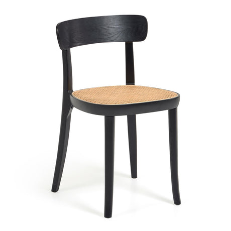 Romane Stuhl aus Buchenholz mit schwarzem Finish, Eschenfurnier und Rattan - ZEN ZONE Furniture