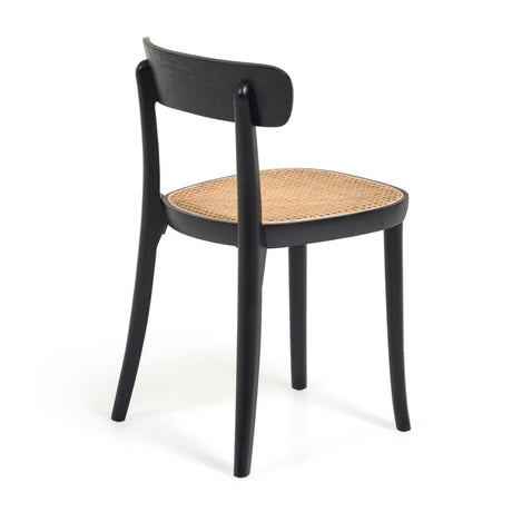Romane Stuhl aus Buchenholz mit schwarzem Finish, Eschenfurnier und Rattan - ZEN ZONE Furniture