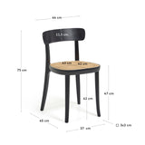 Romane Stuhl aus Buchenholz mit schwarzem Finish, Eschenfurnier und Rattan - ZEN ZONE Furniture