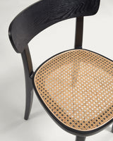 Romane Stuhl aus Buchenholz mit schwarzem Finish, Eschenfurnier und Rattan - ZEN ZONE Furniture