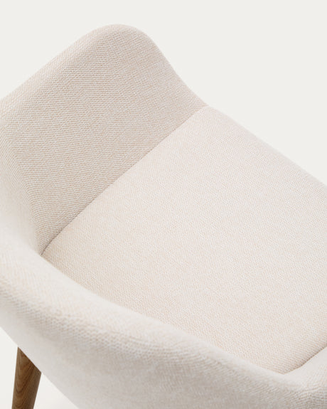 Konna Stuhl in Beige und Beine aus massivem Eschenholz mit dunklem Finish - ZEN ZONE Furniture