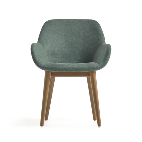 Konna Stuhl in Grün und Beine aus massivem Eschenholz mit dunklem Finish - ZEN ZONE Furniture