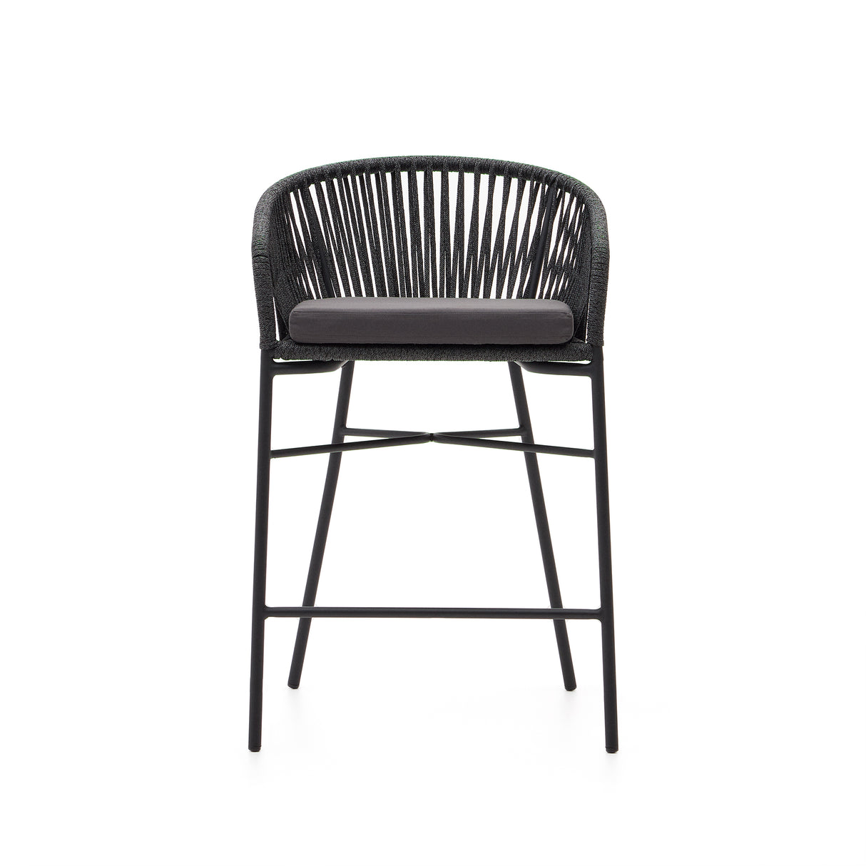 Yanet Hocker aus schwarzem Seil Höhe 65 cm - ZEN ZONE Furniture