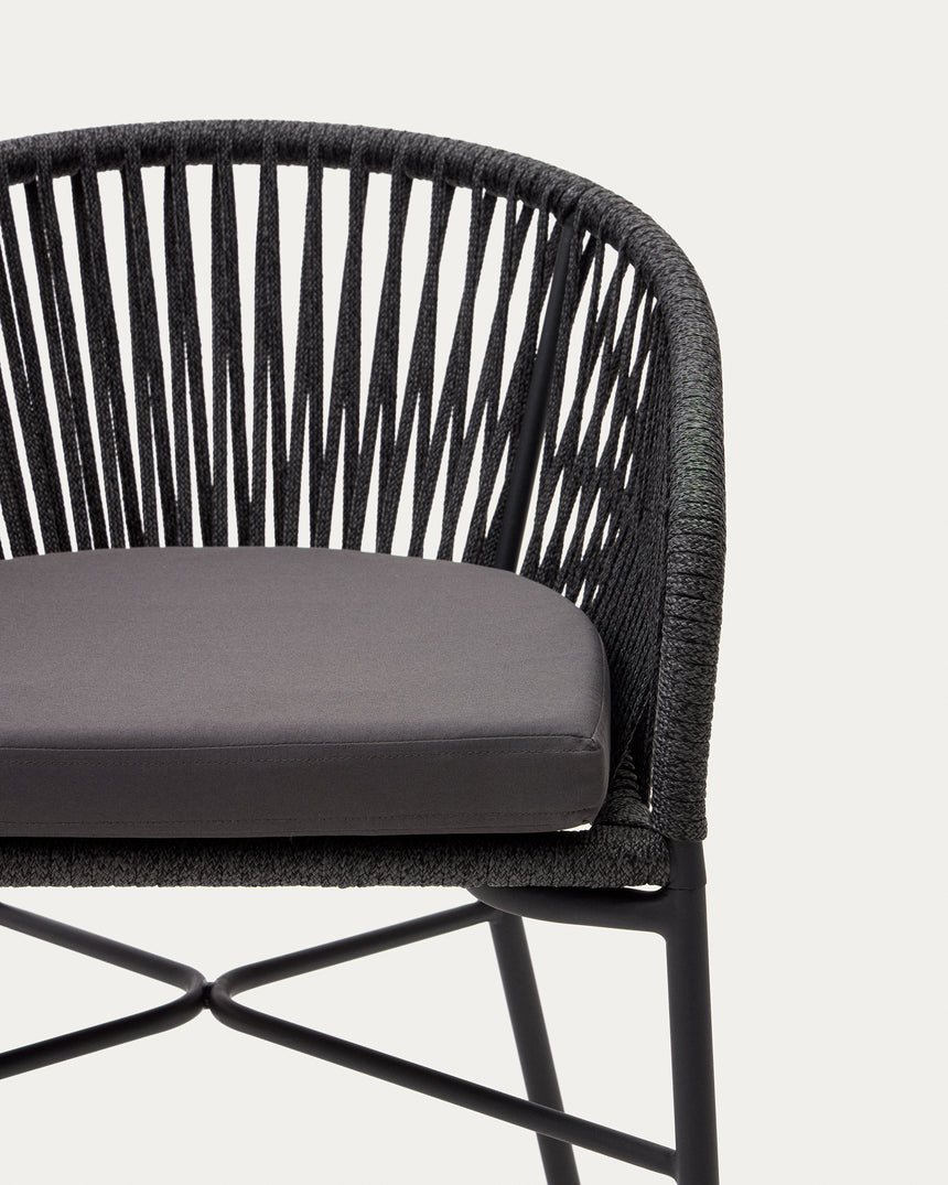 Yanet Hocker aus schwarzem Seil Höhe 65 cm - ZEN ZONE Furniture