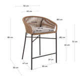 Yanet Hocker aus beigem Seil Höhe 65 cm - ZEN ZONE Furniture