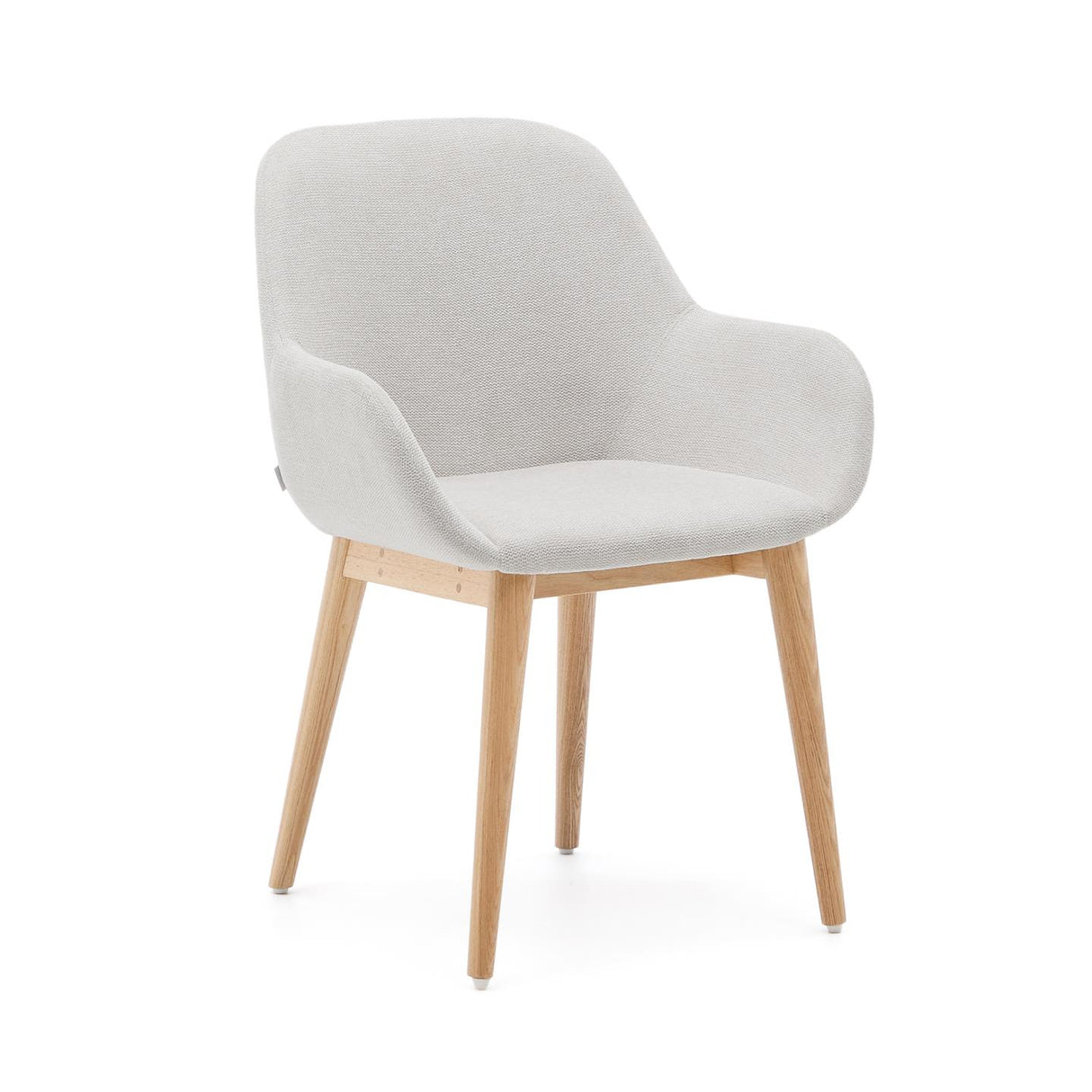 Konna Stuhl in Beige und Beine aus massivem Eschenholz mit natürlichem Finish - ZEN ZONE