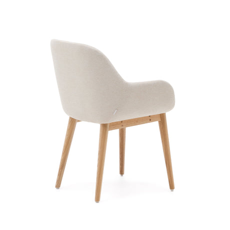 Konna Stuhl in Beige und Beine aus massivem Eschenholz mit natürlichem Finish - ZEN ZONE Furniture