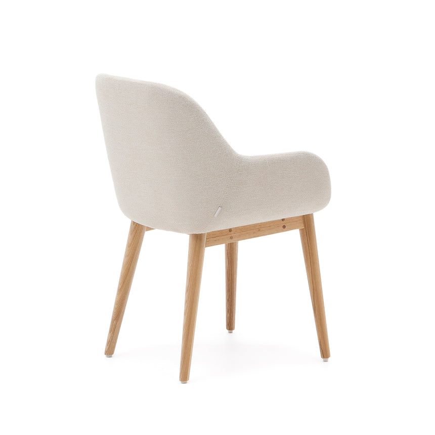 Konna Stuhl in Beige und Beine aus massivem Eschenholz mit natürlichem Finish - ZEN ZONE Furniture
