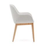 Konna Stuhl in Beige und Beine aus massivem Eschenholz mit natürlichem Finish - ZEN ZONE