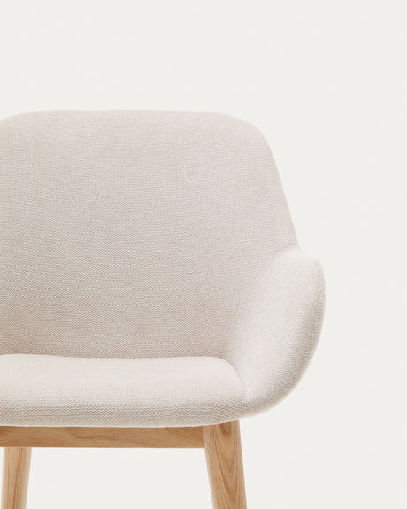 Konna Stuhl in Beige und Beine aus massivem Eschenholz mit natürlichem Finish - ZEN ZONE Furniture