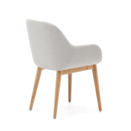 Konna Stuhl in Beige und Beine aus massivem Eschenholz mit natürlichem Finish - ZEN ZONE