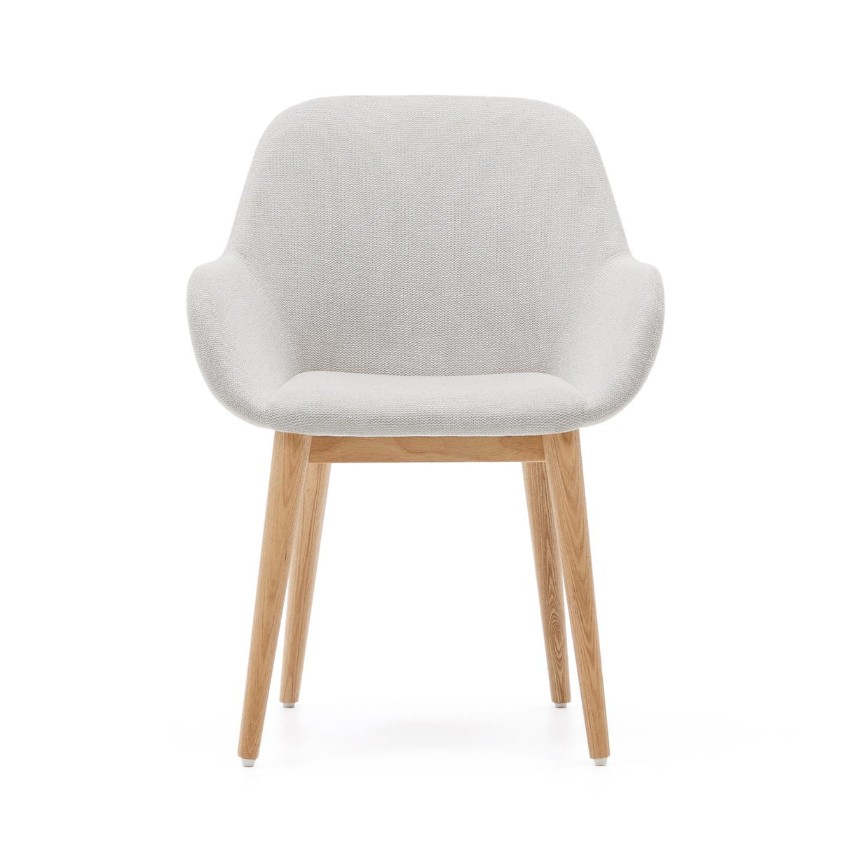 Konna Stuhl in Beige und Beine aus massivem Eschenholz mit natürlichem Finish - ZEN ZONE