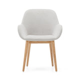 Konna Stuhl in Beige und Beine aus massivem Eschenholz mit natürlichem Finish - ZEN ZONE