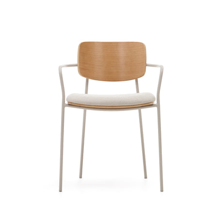 Maureen stapelbarer Stuhl aus Pappelschichtholz mit hellem Finish Metallbeine Beige FSC 100% - ZEN ZONE Furniture
