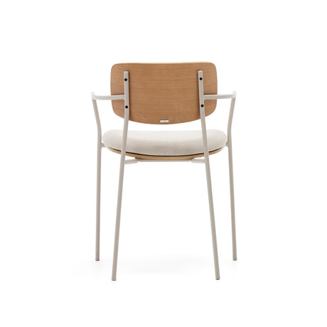 Maureen stapelbarer Stuhl aus Pappelschichtholz mit hellem Finish Metallbeine Beige FSC 100% - ZEN ZONE Furniture