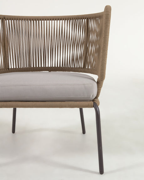 Nadin Sessel aus beigem Seil und Beinen aus verzinktem Stahl - ZEN ZONE Furniture