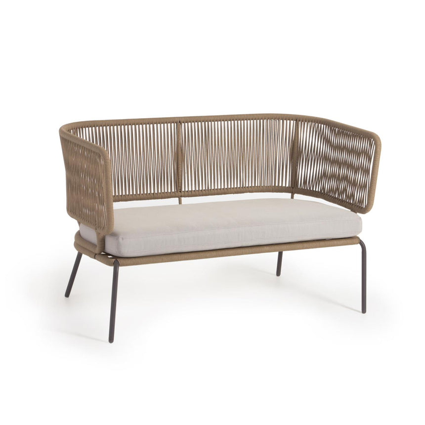 Nadin 2-Sitzer Sofa aus beigefarbenem Seil und Beinen aus verzinktem Stahl 135 cm - ZEN ZONE Furniture