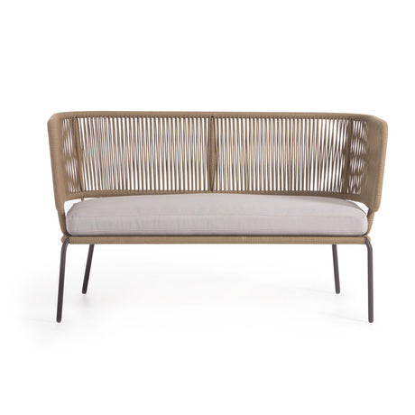 Nadin 2-Sitzer Sofa aus beigefarbenem Seil und Beinen aus verzinktem Stahl 135 cm - ZEN ZONE Furniture