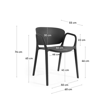 Ania stapelbarer Stuhl 100% outdoor schwarz - ZEN ZONE Furniture