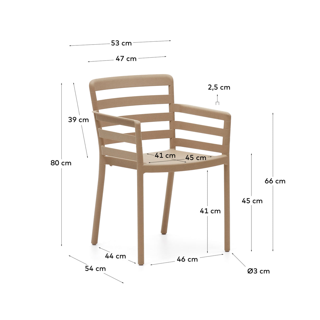 Nariet stapelbarer Gartenstuhl aus Kunststoff in Beige - ZEN ZONE Furniture
