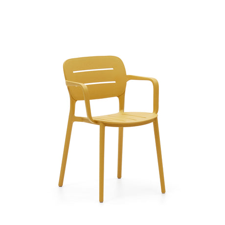 Morella stapelbarer Gartenstuhl aus Kunststoff in Senfgelb - ZEN ZONE Furniture