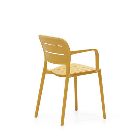 Morella stapelbarer Gartenstuhl aus Kunststoff in Senfgelb - ZEN ZONE Furniture