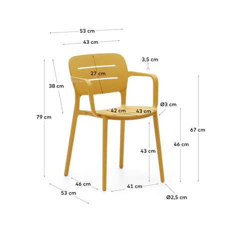 Morella stapelbarer Gartenstuhl aus Kunststoff in Senfgelb - ZEN ZONE Furniture
