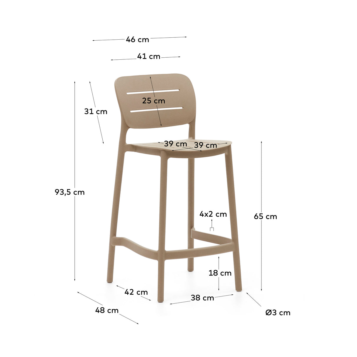 Morella Outdoor-Hocker aus Kunststoff in Beige Höhe 65 cm - ZEN ZONE Furniture