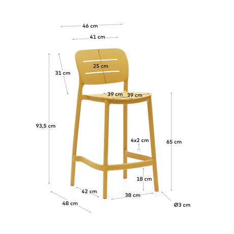 Morella stapelbarer Outdoor-Hocker aus Kunststoff in Senfgelb - ZEN ZONE Furniture