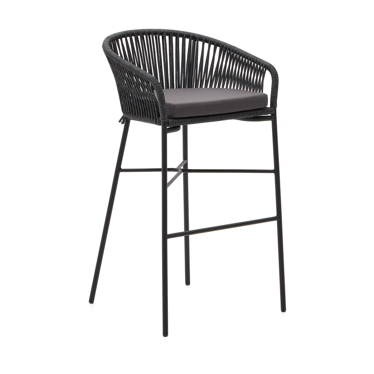 Yanet stapelbarer Hocker aus schwarzem Seil Höhe 80 cm - ZEN ZONE Furniture