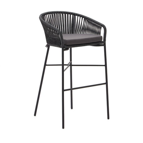 Yanet stapelbarer Hocker aus schwarzem Seil Höhe 80 cm - ZEN ZONE Furniture