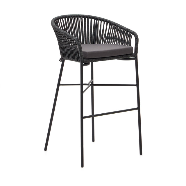 Yanet stapelbarer Hocker aus schwarzem Seil Höhe 80 cm - ZEN ZONE Furniture