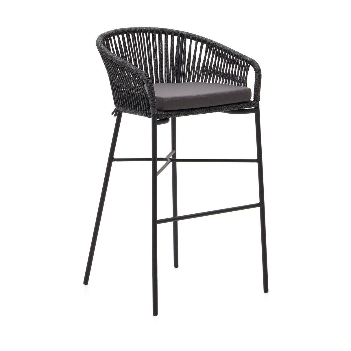 Yanet stapelbarer Hocker aus schwarzem Seil Höhe 80 cm - ZEN ZONE Furniture