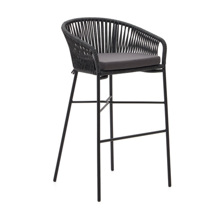 Yanet stapelbarer Hocker aus schwarzem Seil Höhe 80 cm - ZEN ZONE Furniture