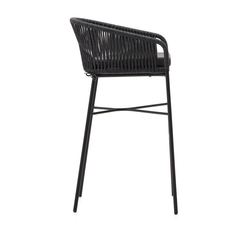 Yanet stapelbarer Hocker aus schwarzem Seil Höhe 80 cm - ZEN ZONE Furniture