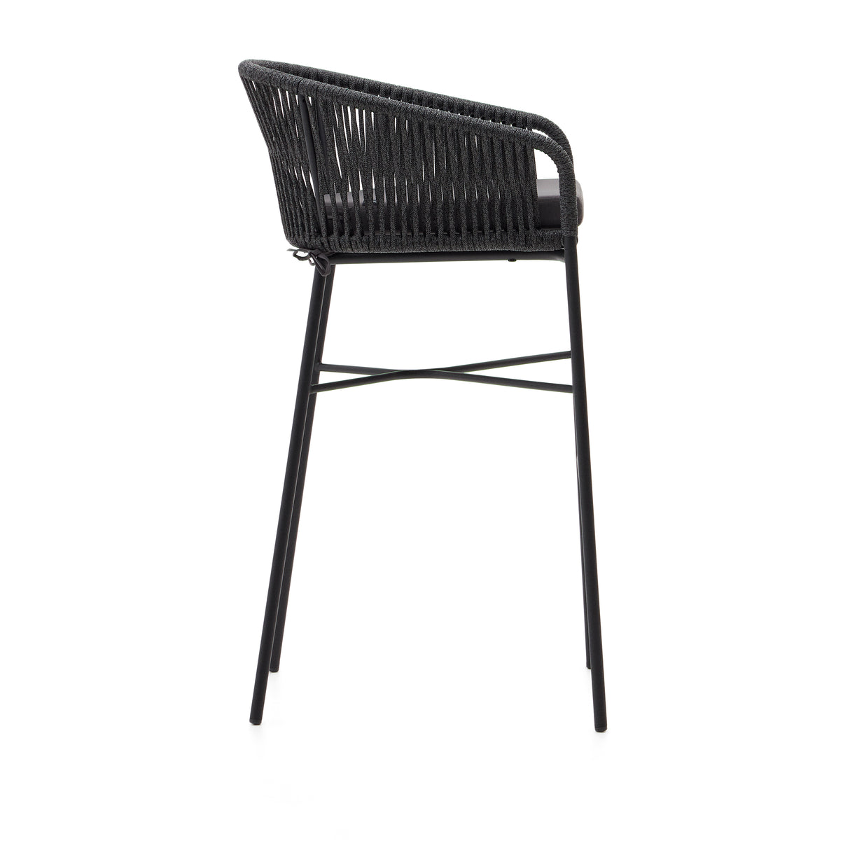 Yanet stapelbarer Hocker aus schwarzem Seil Höhe 80 cm - ZEN ZONE Furniture