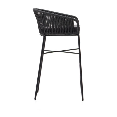 Yanet stapelbarer Hocker aus schwarzem Seil Höhe 80 cm - ZEN ZONE Furniture