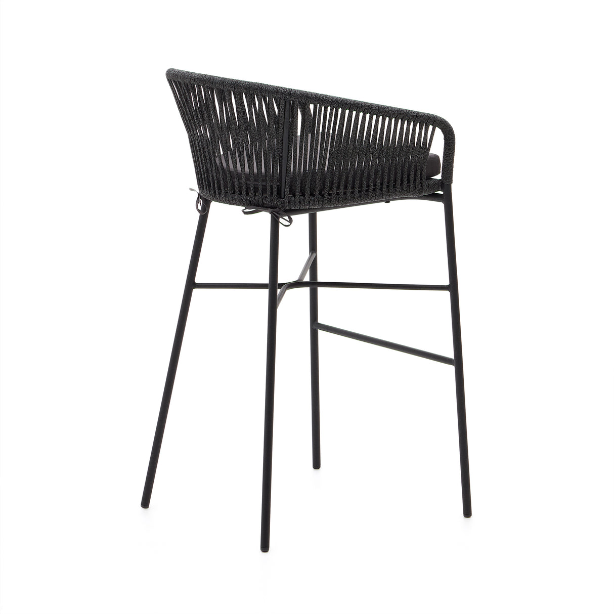 Yanet stapelbarer Hocker aus schwarzem Seil Höhe 80 cm - ZEN ZONE Furniture