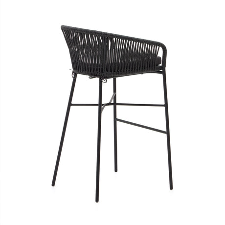 Yanet stapelbarer Hocker aus schwarzem Seil Höhe 80 cm - ZEN ZONE Furniture
