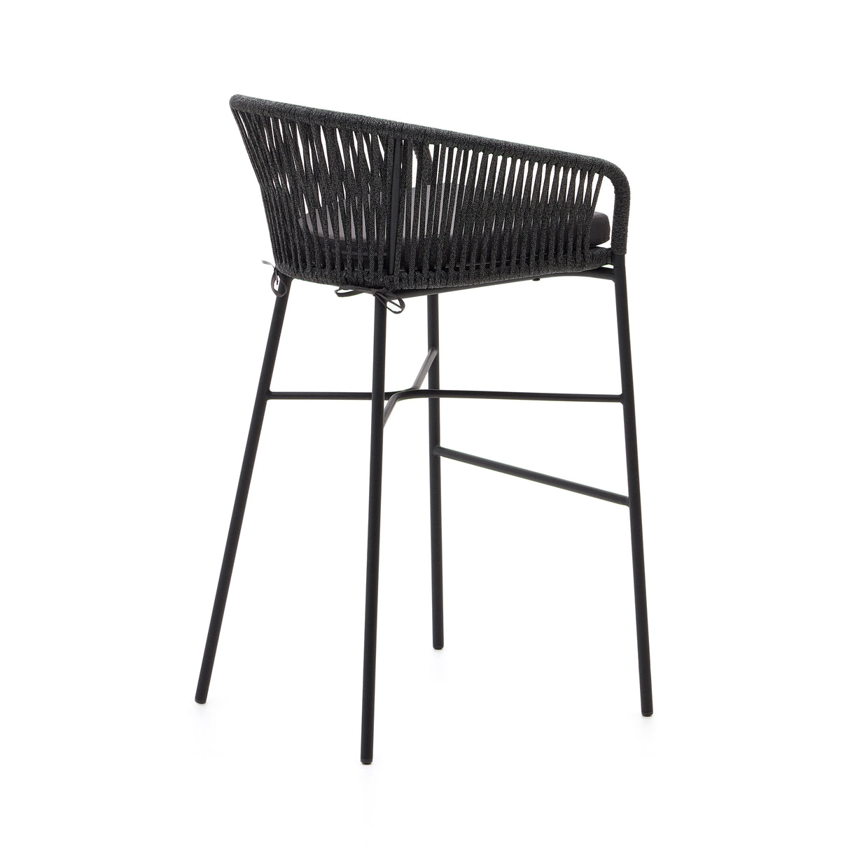 Yanet stapelbarer Hocker aus schwarzem Seil Höhe 80 cm - ZEN ZONE Furniture