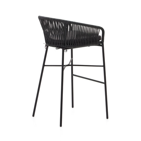 Yanet stapelbarer Hocker aus schwarzem Seil Höhe 80 cm - ZEN ZONE Furniture
