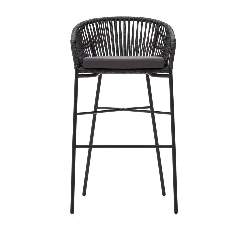Yanet stapelbarer Hocker aus schwarzem Seil Höhe 80 cm - ZEN ZONE Furniture