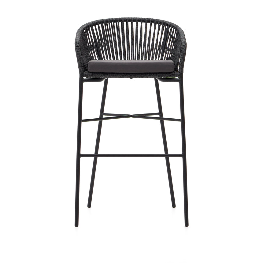 Yanet stapelbarer Hocker aus schwarzem Seil Höhe 80 cm - ZEN ZONE Furniture