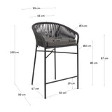 Yanet stapelbarer Hocker aus schwarzem Seil Höhe 80 cm - ZEN ZONE Furniture